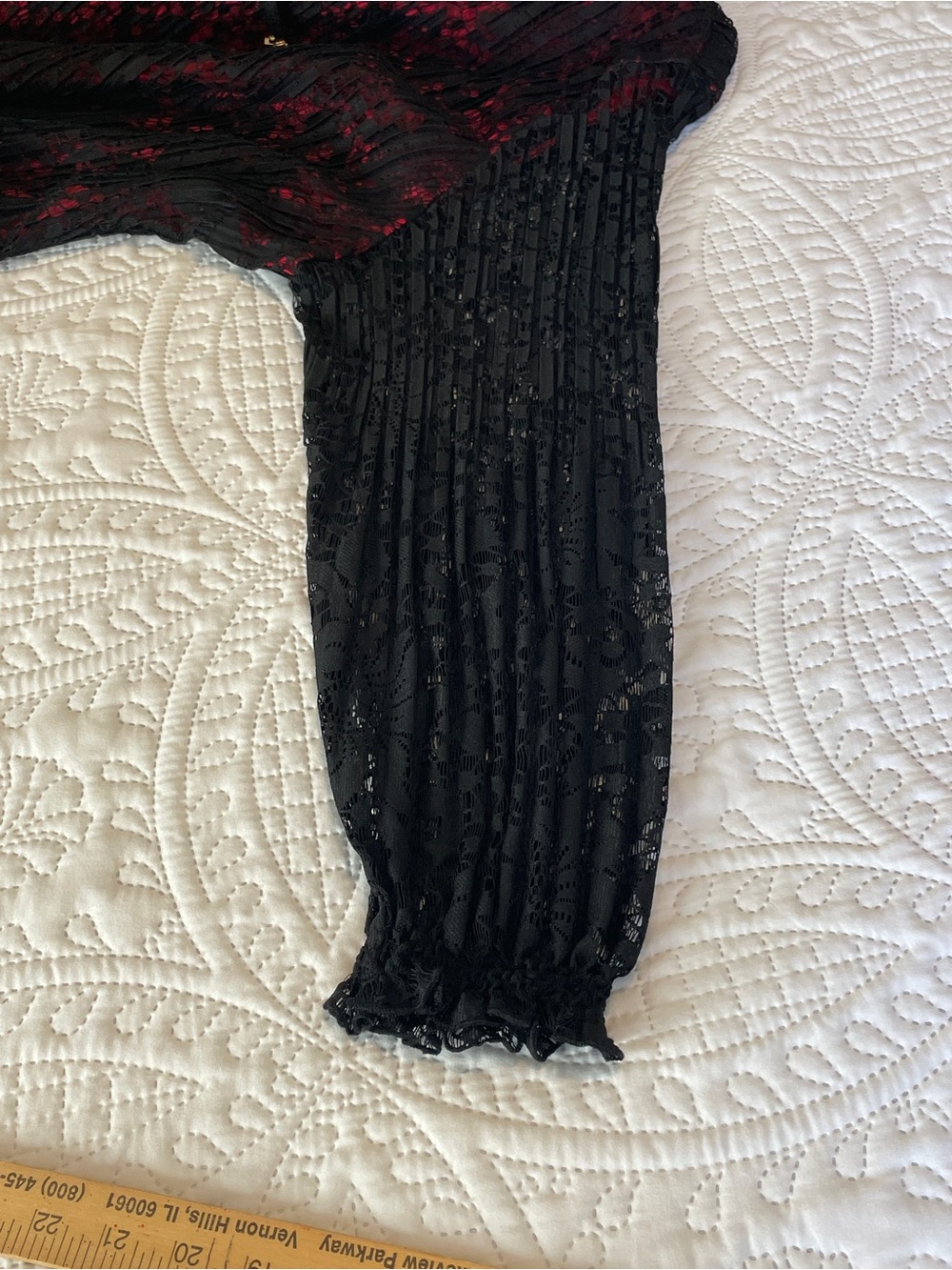 Catherine’s Black Lace Overlay Tunic with Red Underlayer - Picture 9 of 16